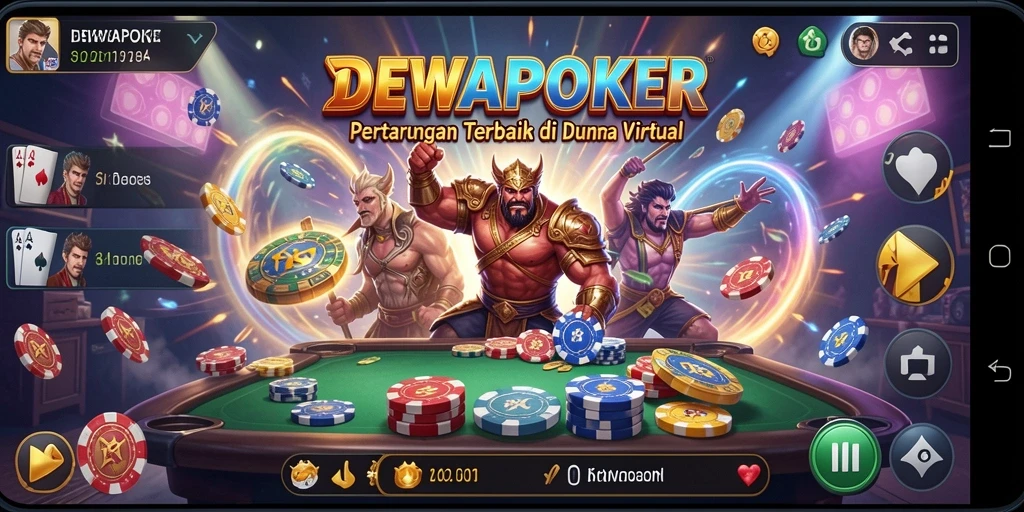 Tampilan menarik dari gameplay pertarungan DEWAPOKER.