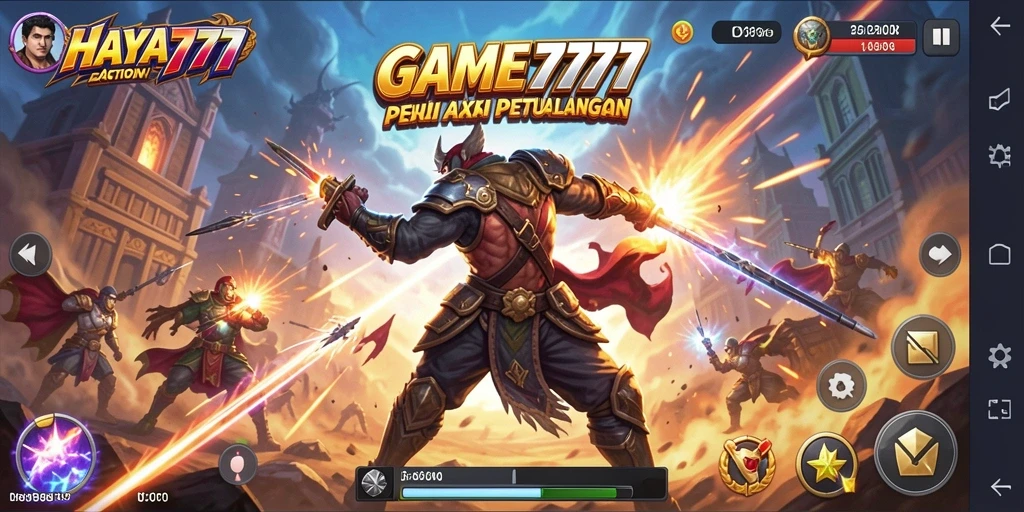 Tampilan aksi mendebarkan dalam HAYA777 saat melawan musuh.