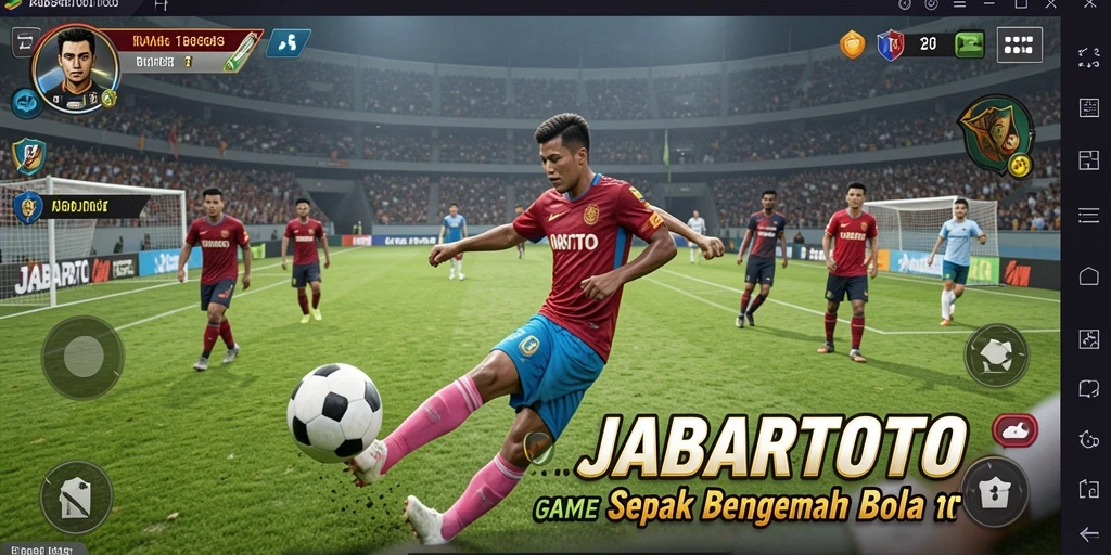 Screenshot gameplay JABARTOTO menampilkan pertandingan sepak bola yang mendebarkan.