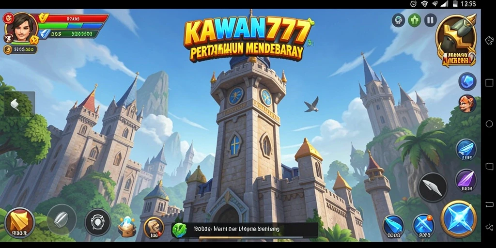 Tampilan gameplay KAWAN777 yang mendebarkan dalam pertahanan menara.