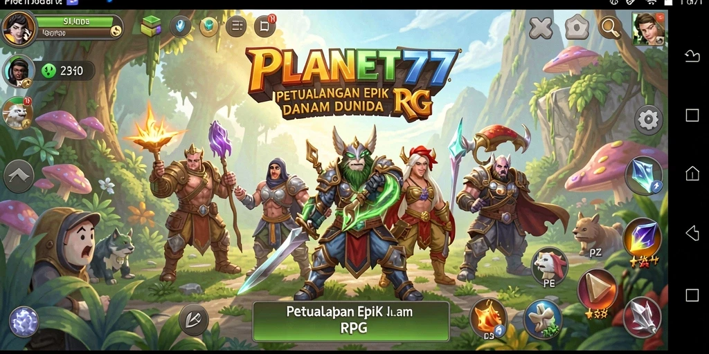 Tangkapan layar <strong>PLANET77</strong> menampilkan aksi seru dalam pertarungan RPG.