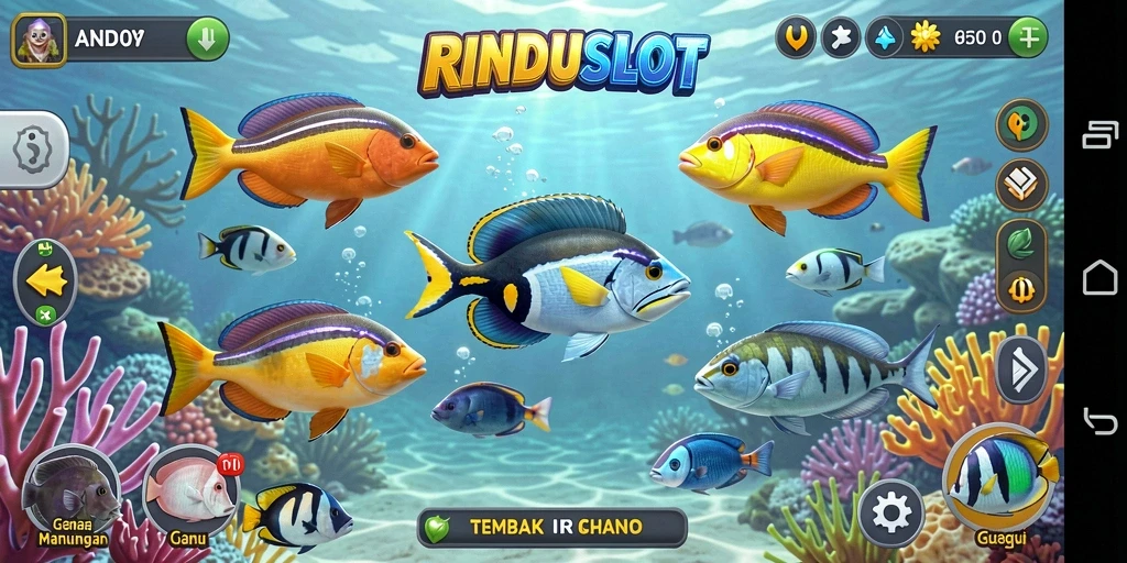 Gameplay seru Tembak Ikan di RINDUSLOT yang penuh warna.